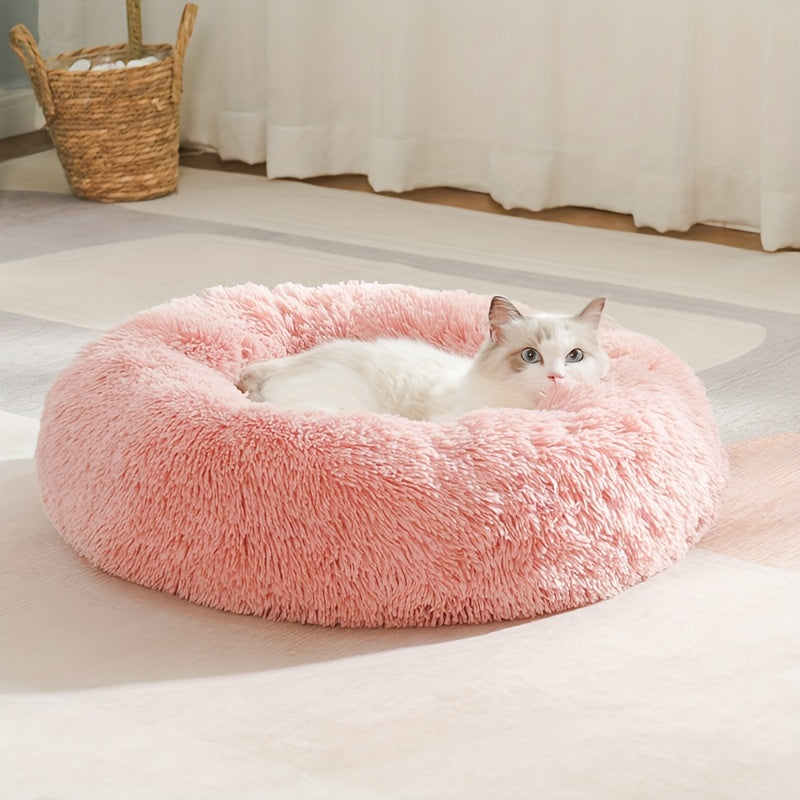 Round Cat Nest Bed for Cats and Small Dogs - White, M