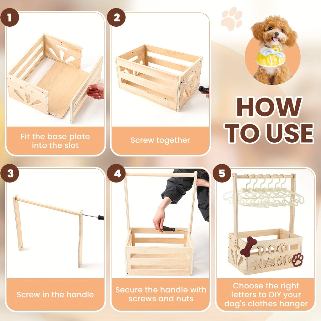 Wooden Pet Wardrobe with Storage Basket