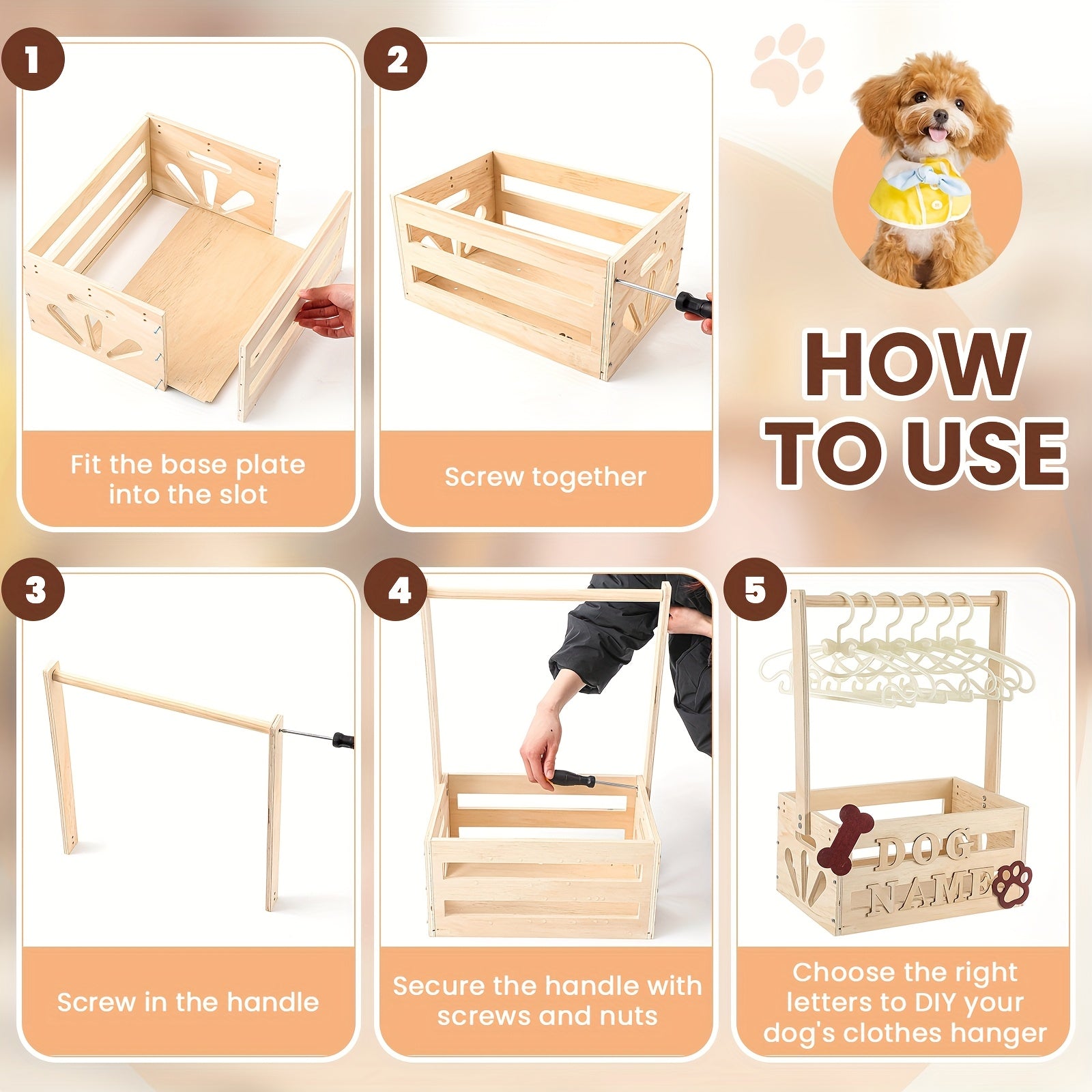 Wooden Pet Wardrobe with Storage Basket