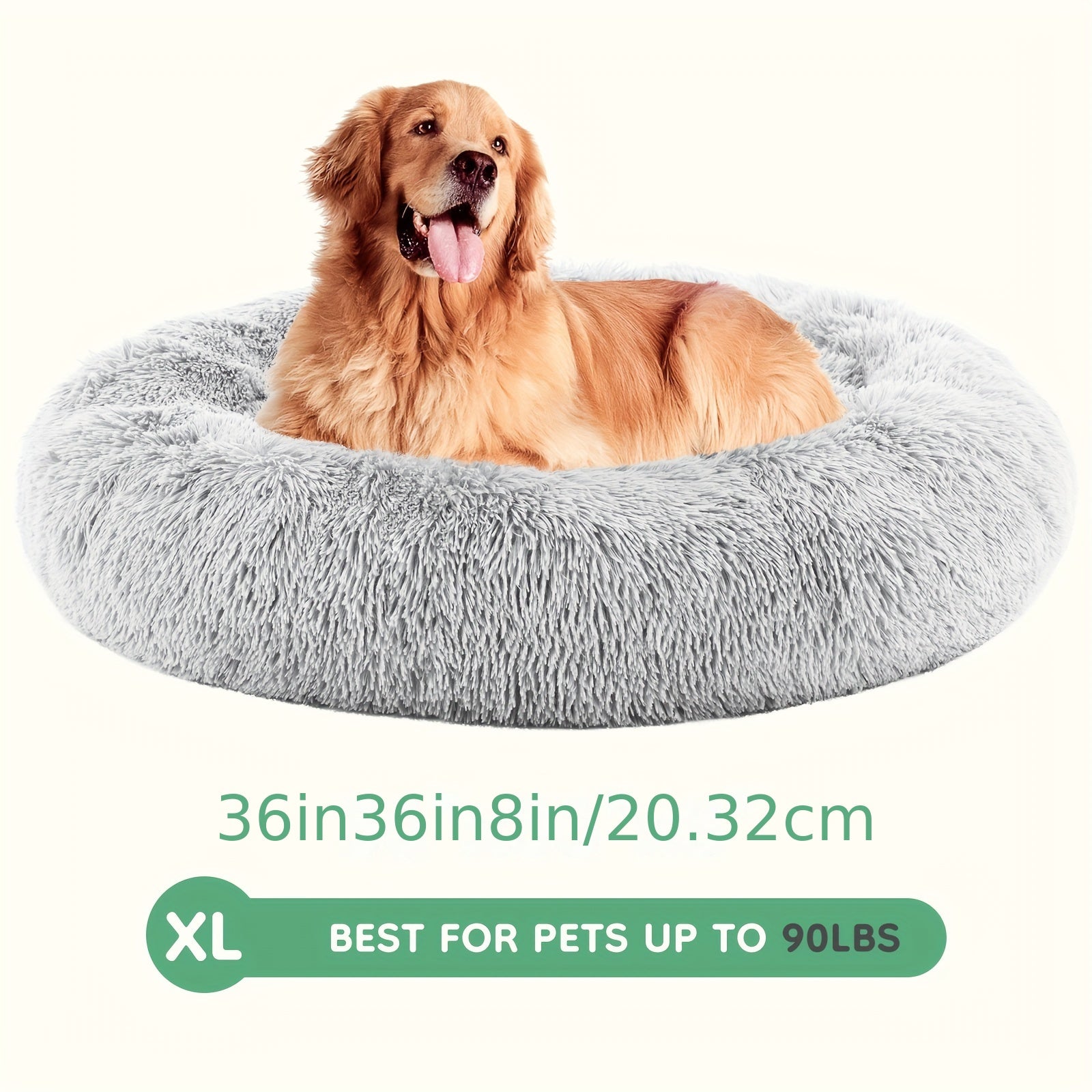 20/24 in Washable Round Plush Pet Bed - 24''x24''