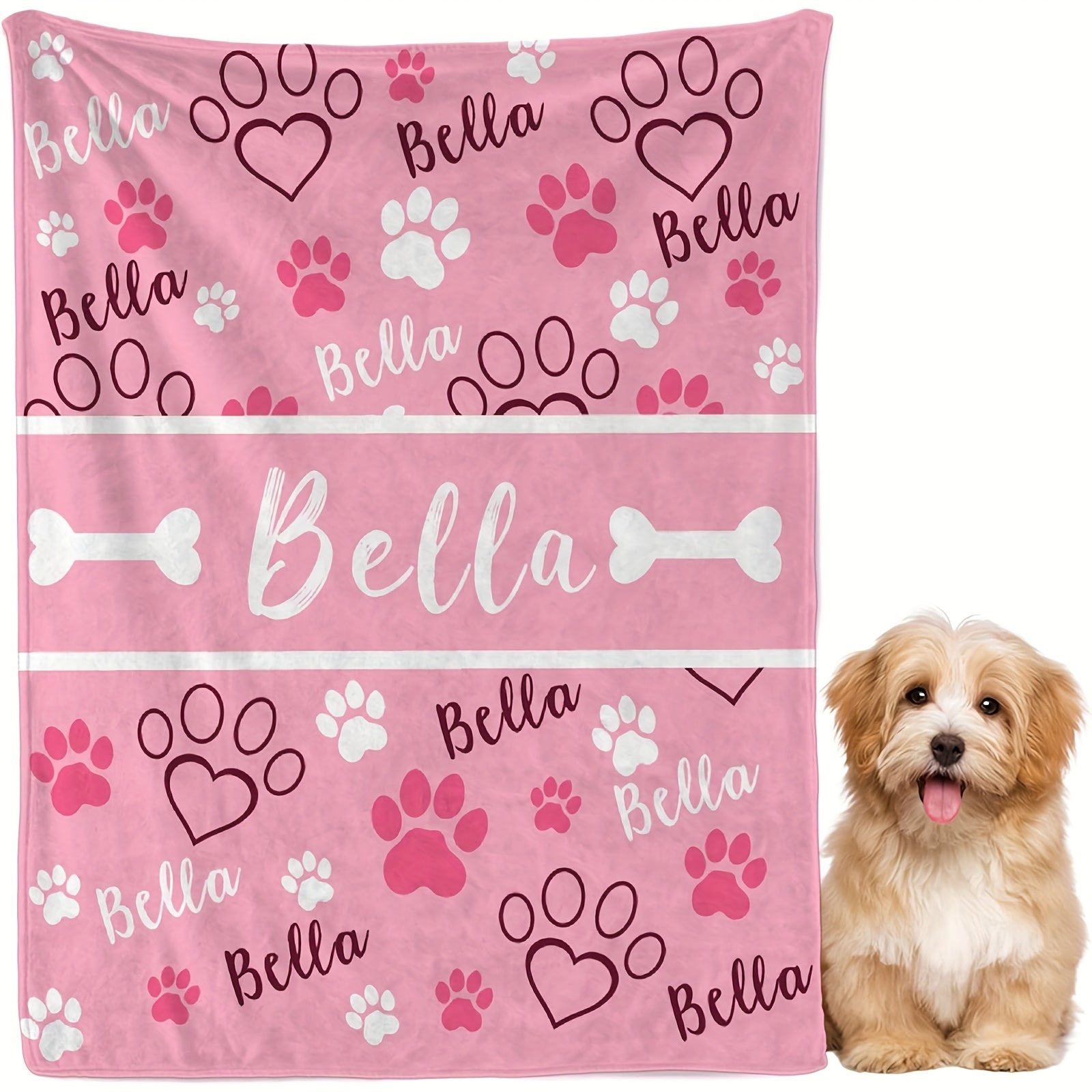 Personalized Dog Name & Number Blanket - 01, 30x40in