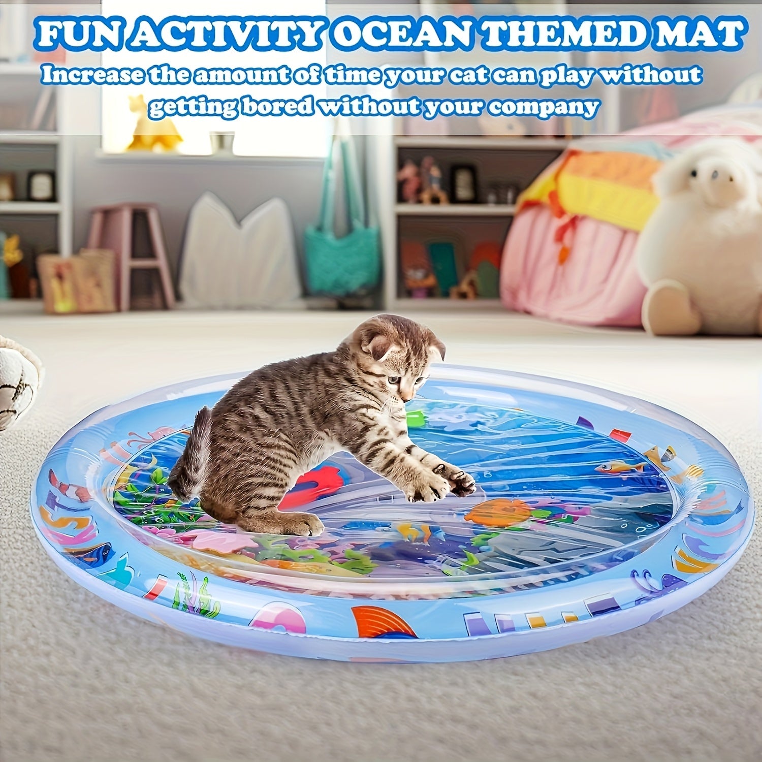 Interactive Cat Water Play Mat with Floating Fish