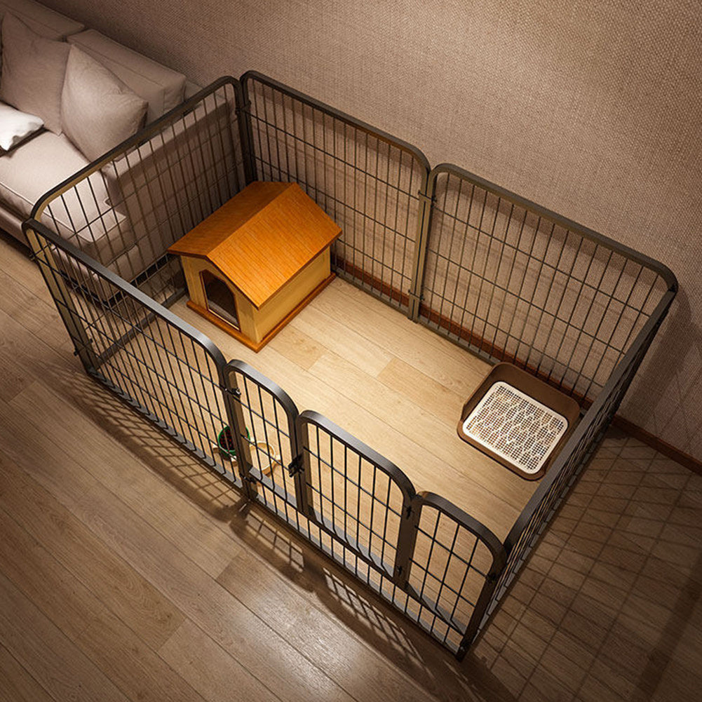 6-Panel Heavy-Duty Foldable Pet Playpen - Black