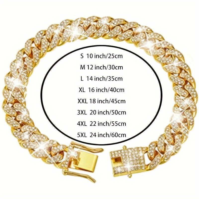 13 mm Faux Diamond Cuban Chain Pet Collar - White, M