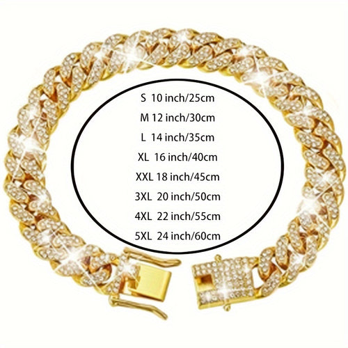 13 mm Faux Diamond Cuban Chain Pet Collar - White, M