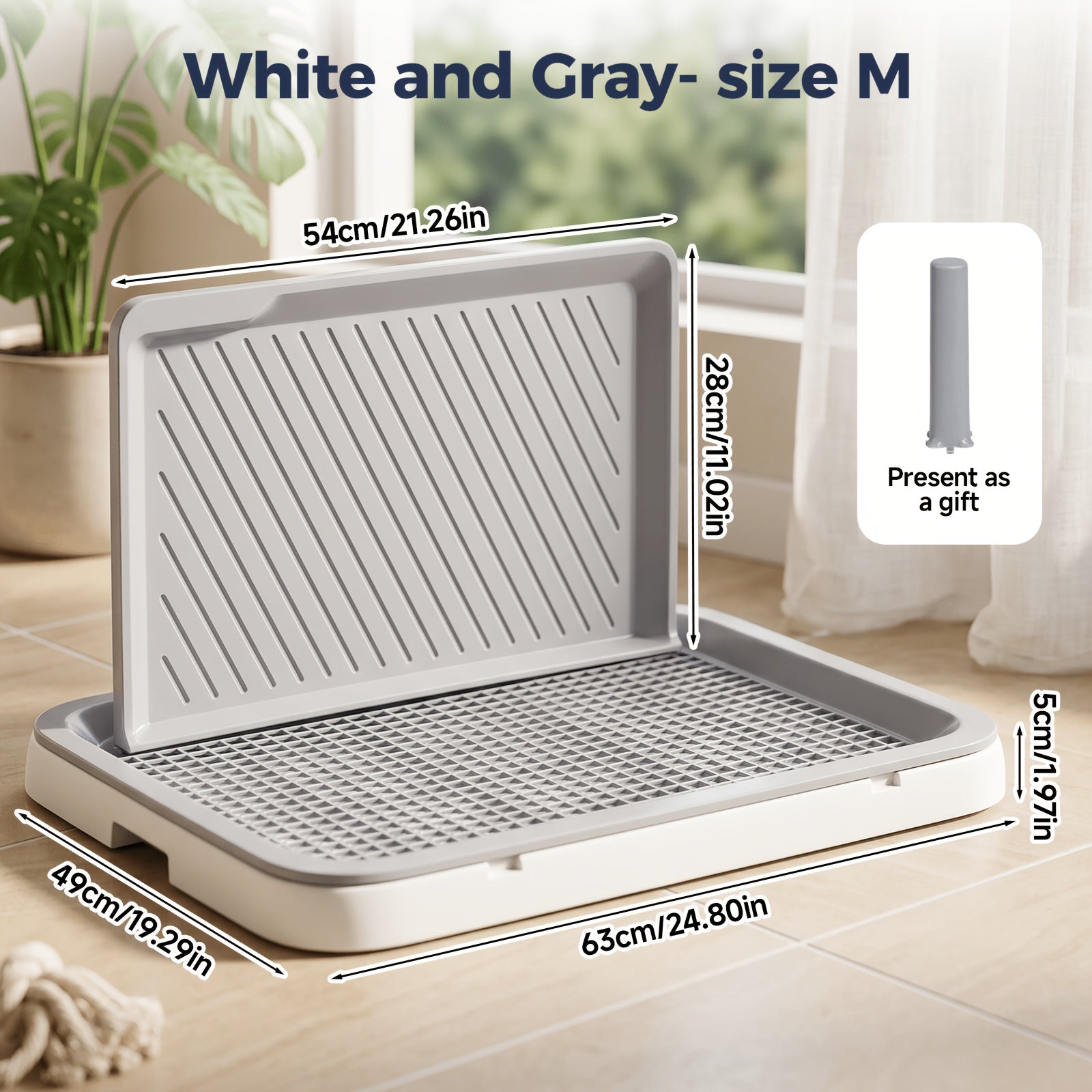 High-Sided Indoor Dog Potty Tray - Blue-gray - size S