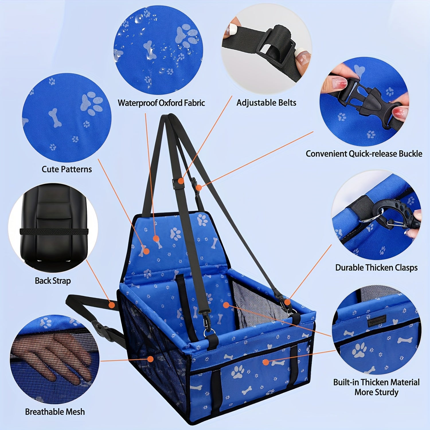 Foldable Dog Car Booster Seat and Carrier - Large black (41*32*23cm/16*13*9.5in)