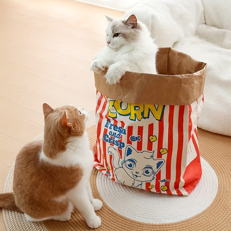 Cartoon Popcorn Bag Cat Toy