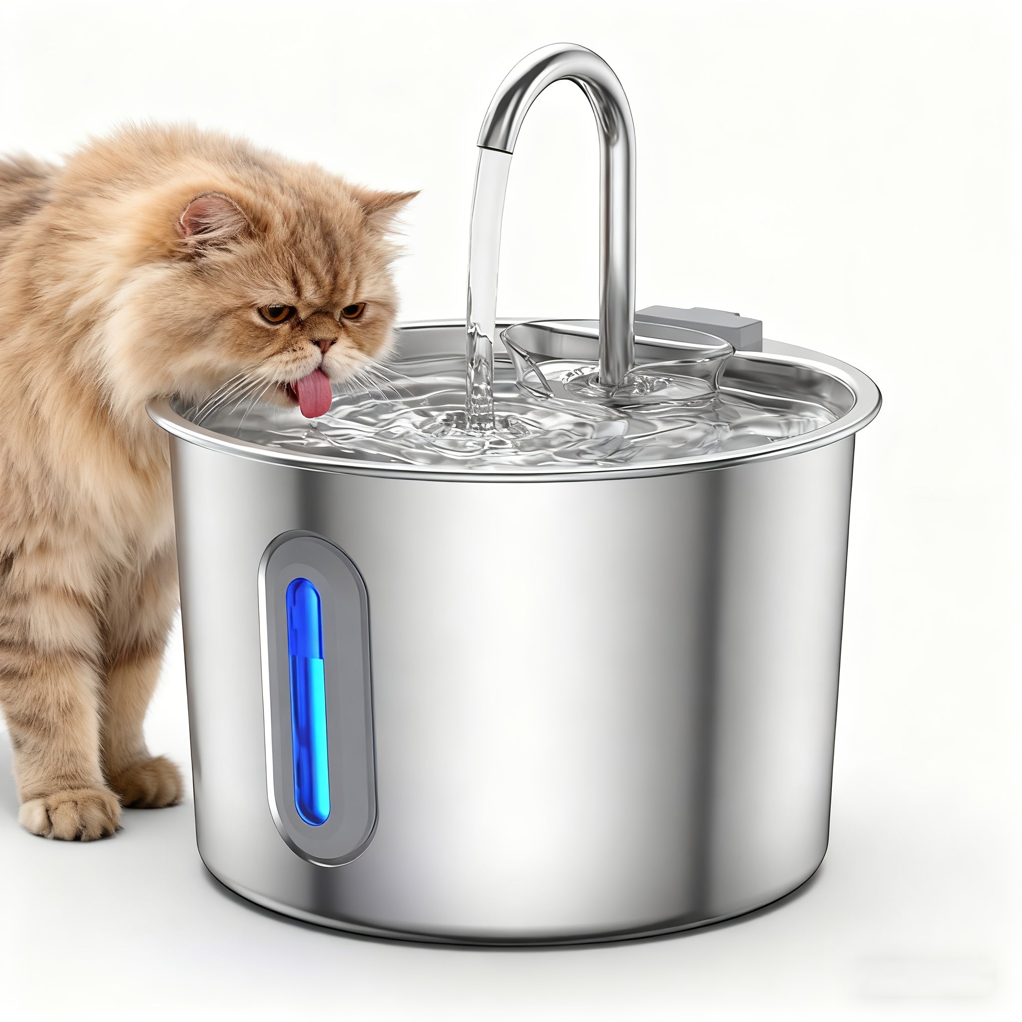 74 oz Stainless Steel Pet Water Fountain - Fountain+2 Filter
