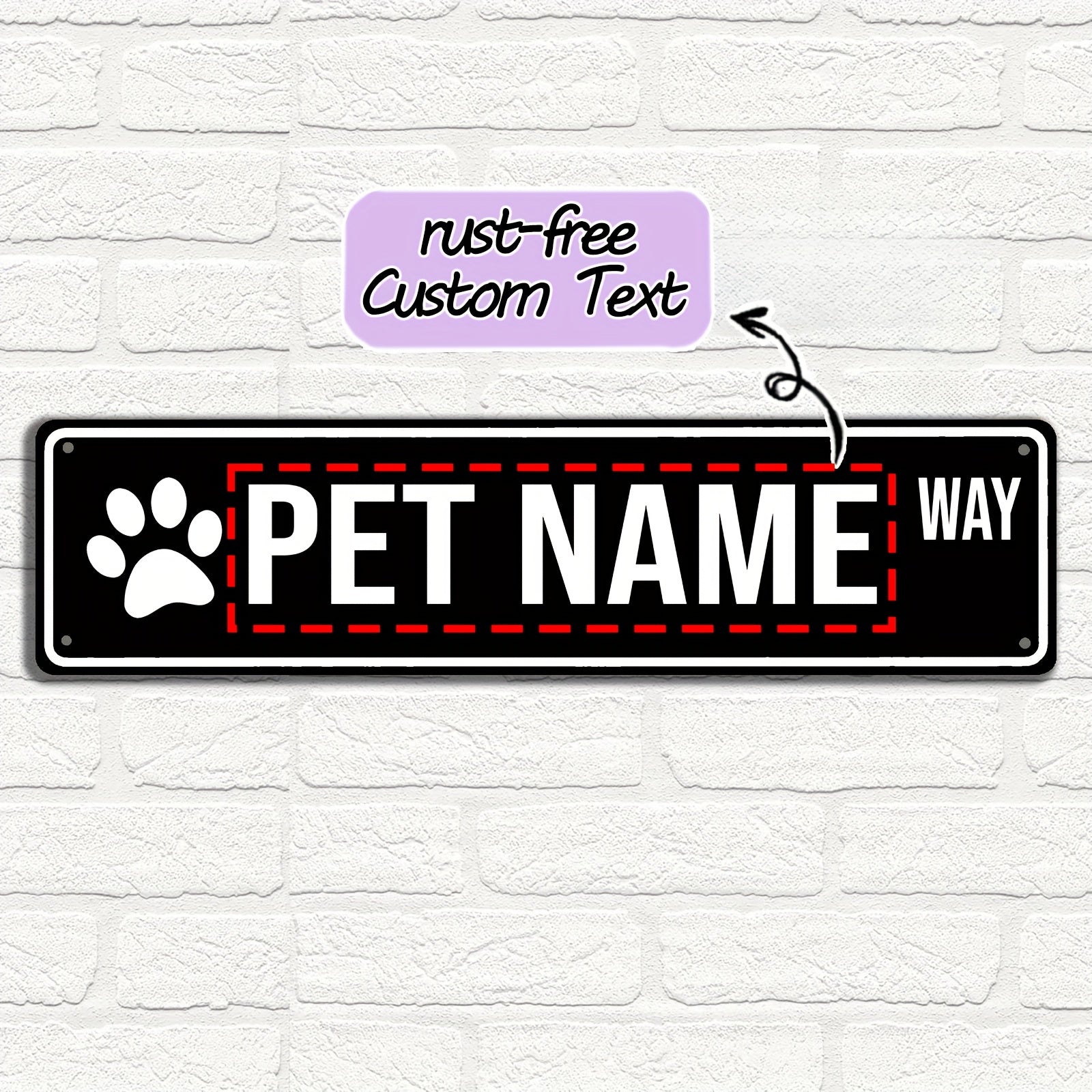 16 x 4 in Personalized Pet Name Street Sign - Pink, Vintage Style