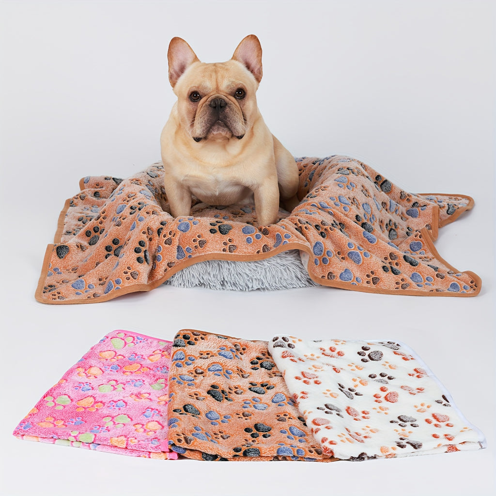 3-Pack Fleece Pet Blankets with Drying Towel - Dot (Blue/Purple/Grey), 20x16 inch (Pack of 3)
