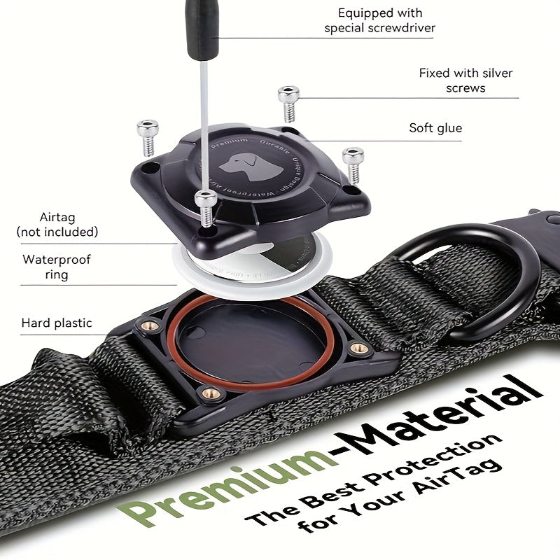 Tactical Dog Collar with AirTag Holder