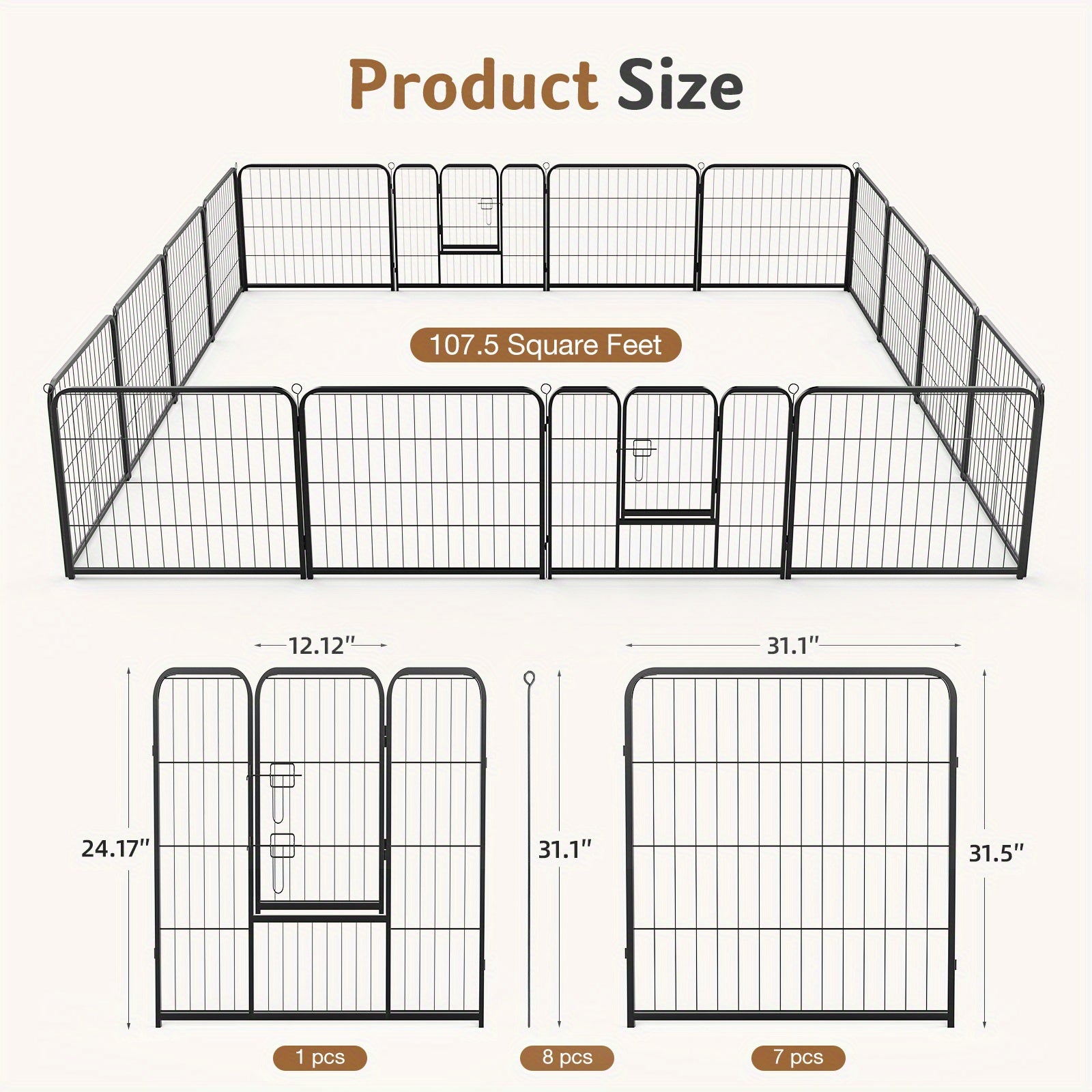8/16-Panel Heavy-Duty Pet Playpen
