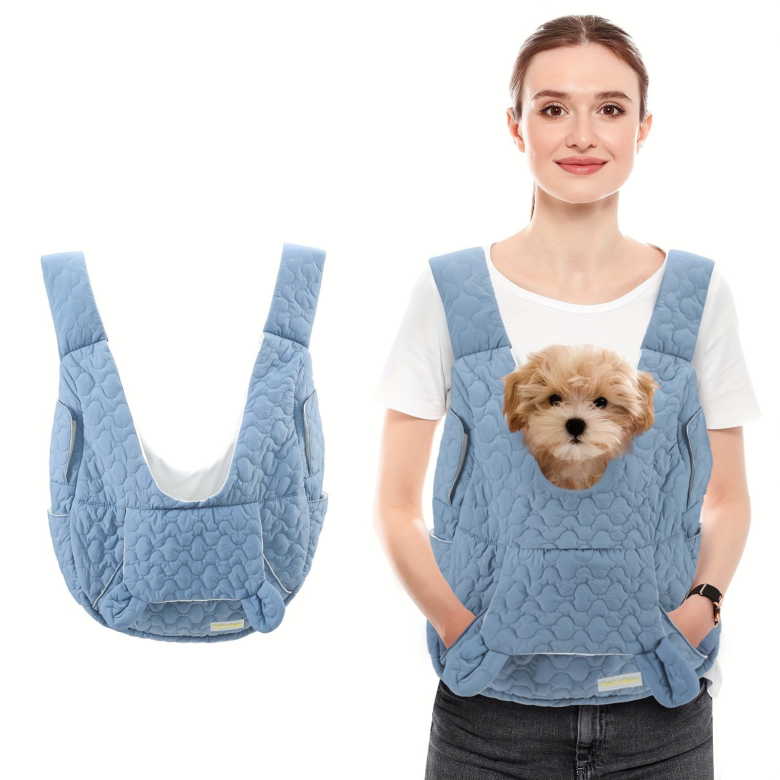 Extra-Large Winter Dog Sling Carrier - New Grey blue 22LB