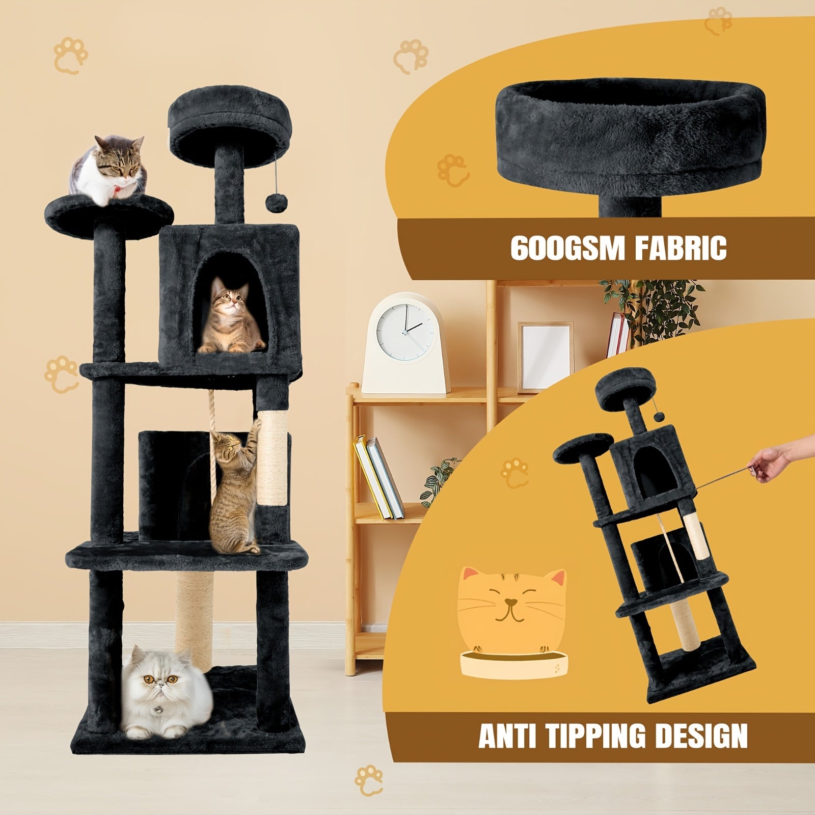 59 in Cat Tree Tower with Plush Perch - Blue