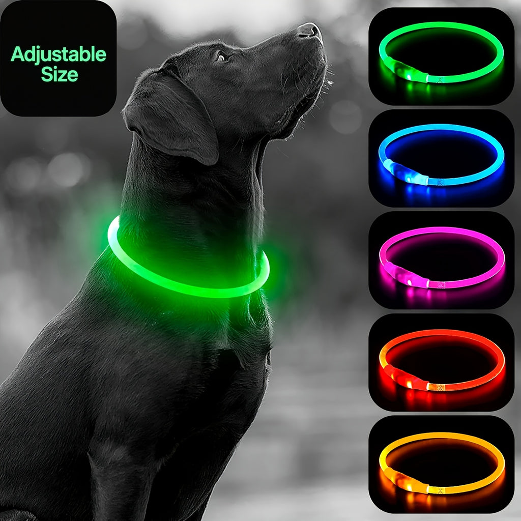 USB Rechargeable LED Dog Safety Collar - Value Set-5Pcs, One-size