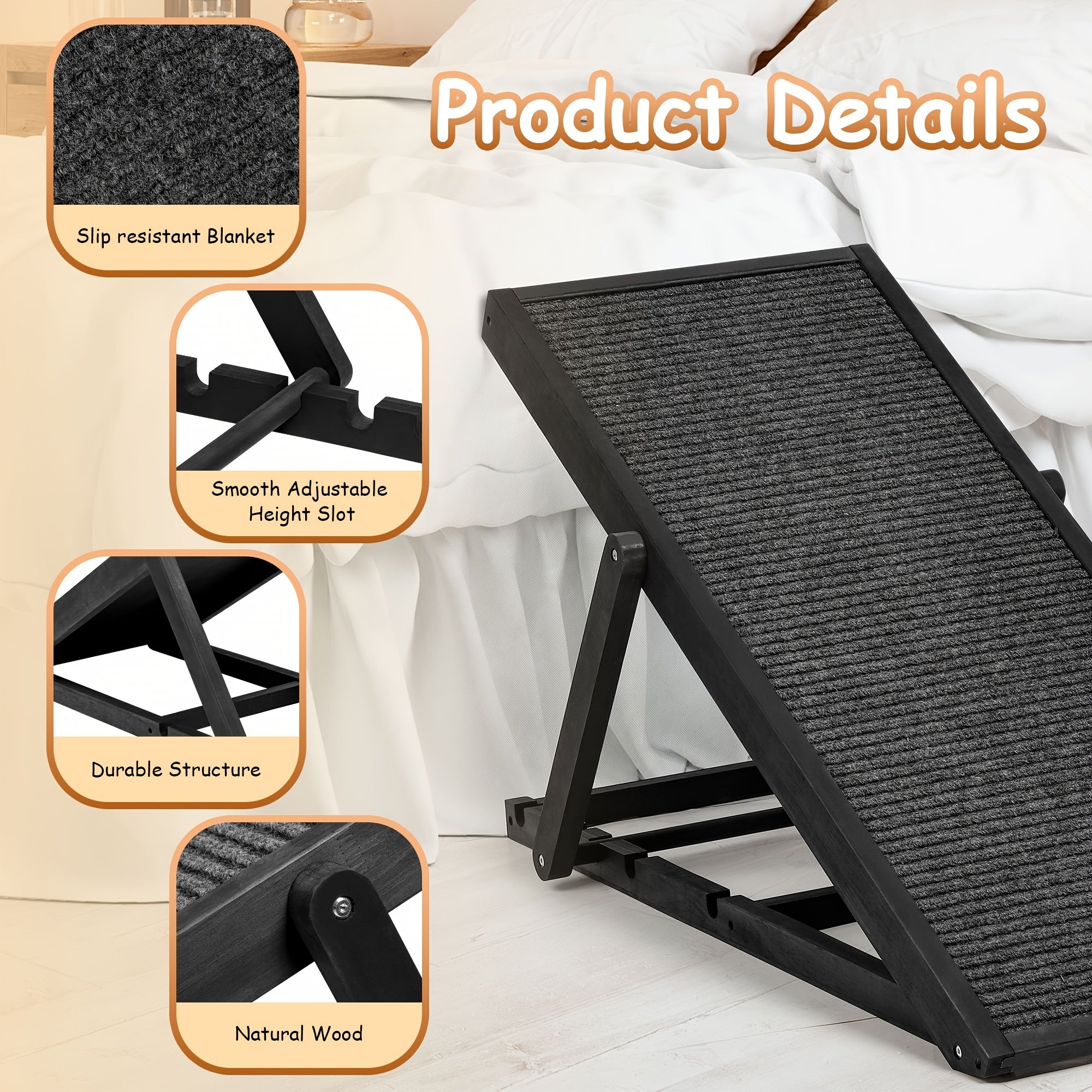 Adjustable Folding Pet Ramp, 200 lb Capacity