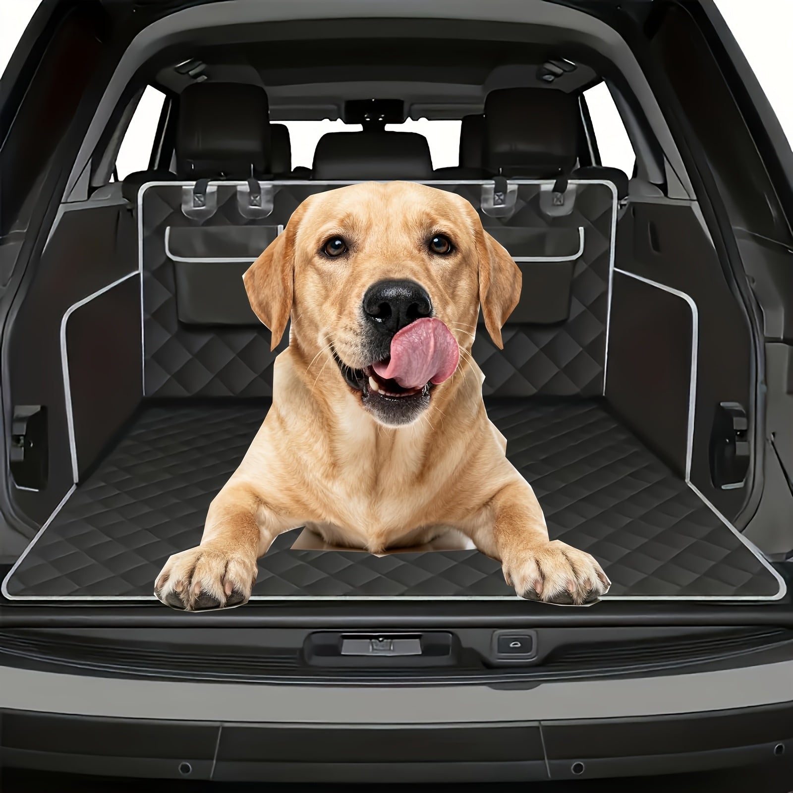 Non-Slip Dog Cargo Liner with Bumper Protector - M(Black with black edges)