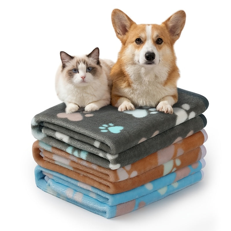 3-Pack Fleece Pet Blankets with Drying Towel - Gray Bone, 30x20 inches (Pack of 3)