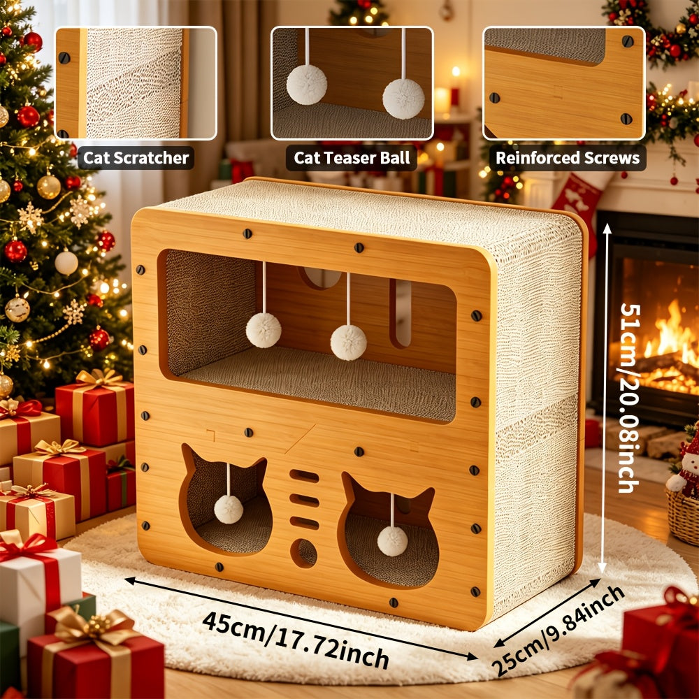 Double-Layer Cardboard Cat Scratcher House