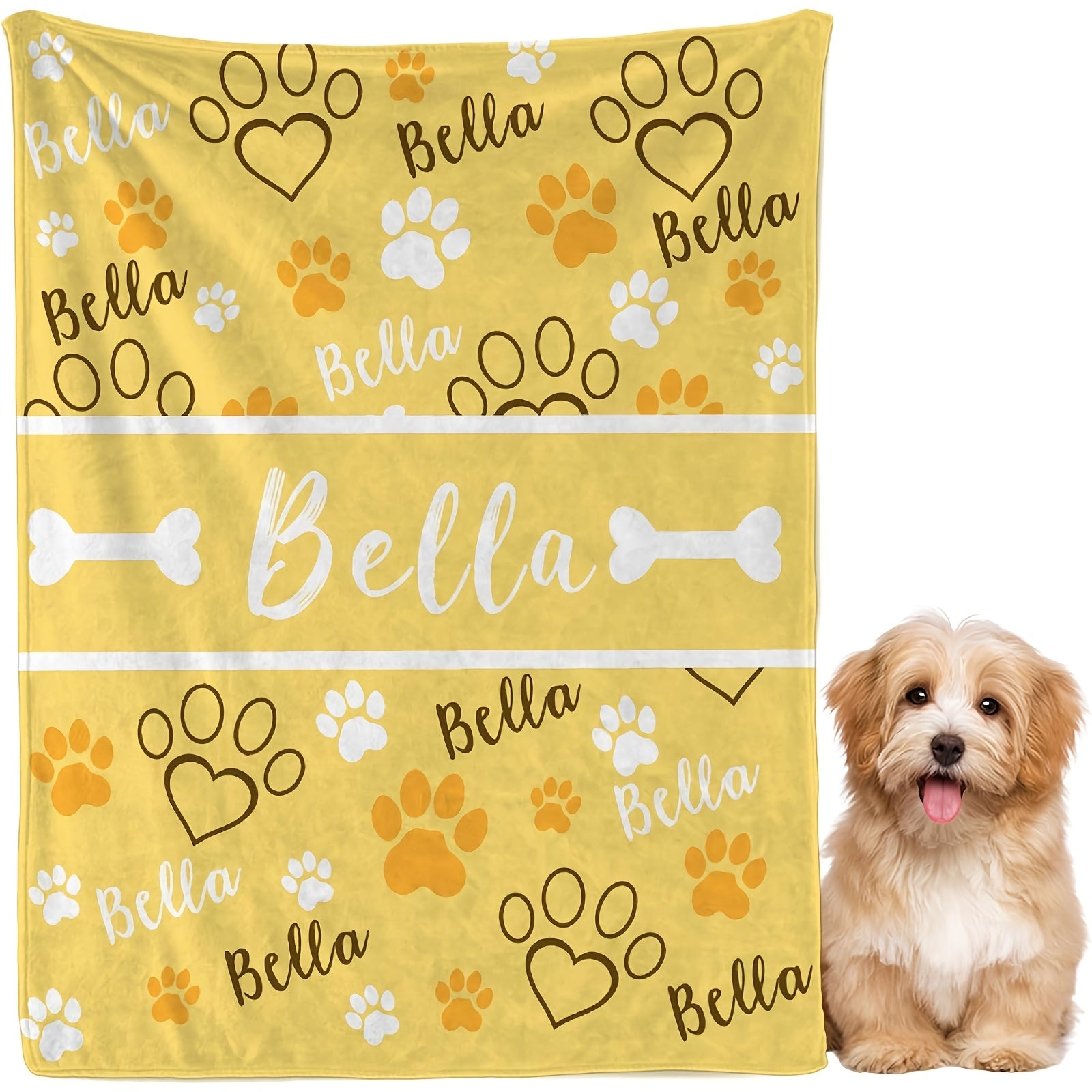Personalized Dog Name & Number Blanket - 02, 40x50in