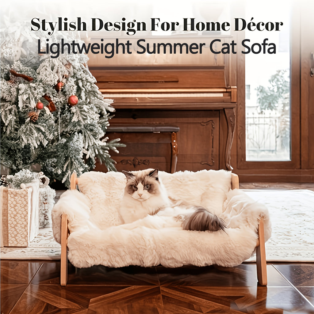 Elevated Wooden Pet Sofa Bed - White