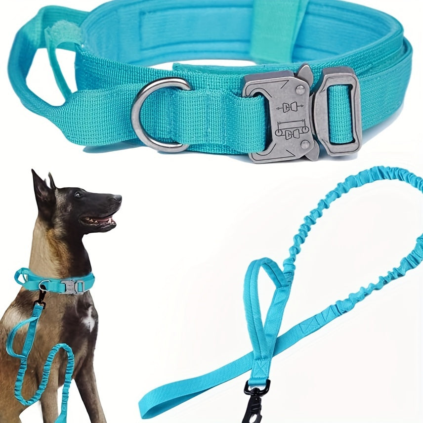 Heavy-Duty Dog Collar and Leash Set - Green, M