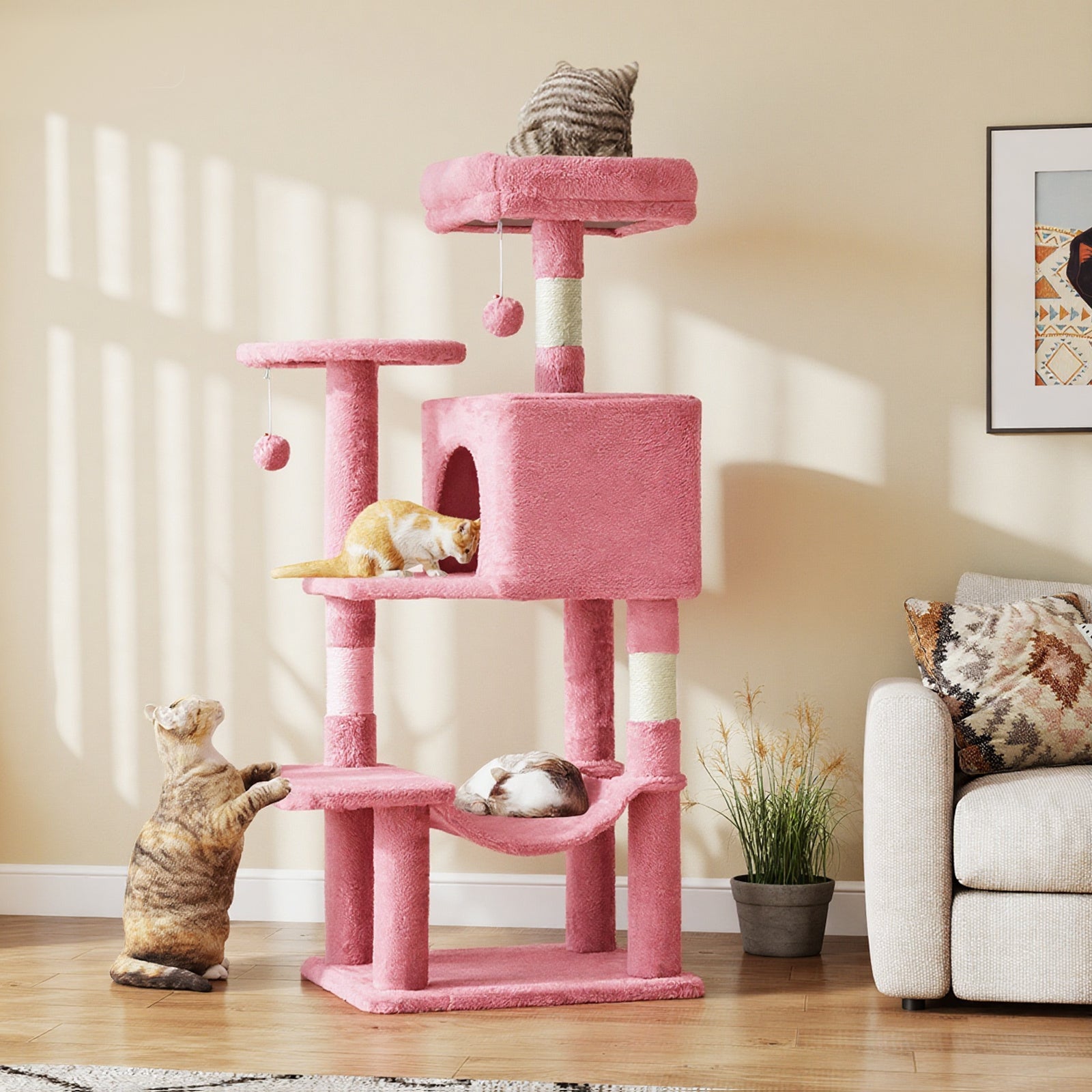 44 in Cat Tree Tower with Condo & Hammock