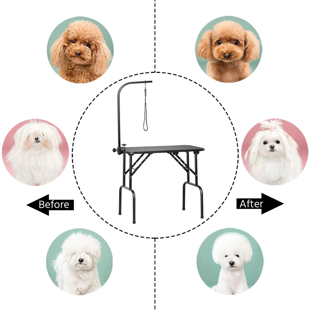 Foldable Pet Grooming Table with Adjustable Arm