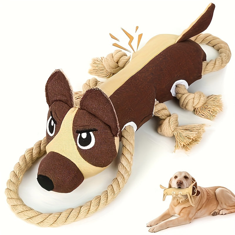 Squeaky Plush Dog Tug Toy for Strong Chewers