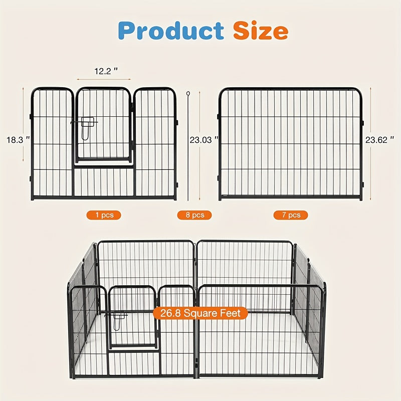 8/16-Panel Indoor & Outdoor Pet Playpen - 16pcs-24