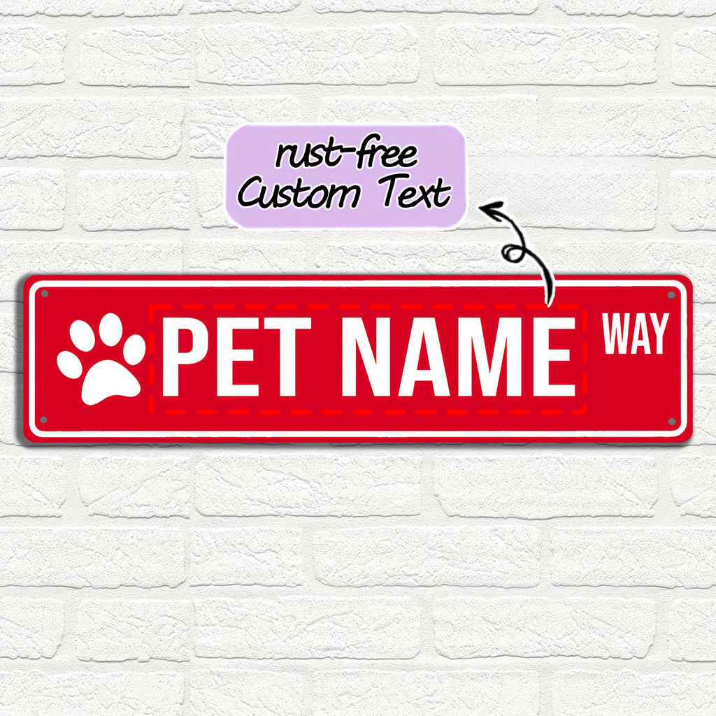 16 x 4 in Personalized Pet Name Street Sign - Red, Vintage Style