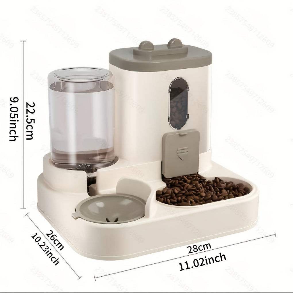 2-in-1 Gravity Pet Feeder and Water Dispenser - Grey