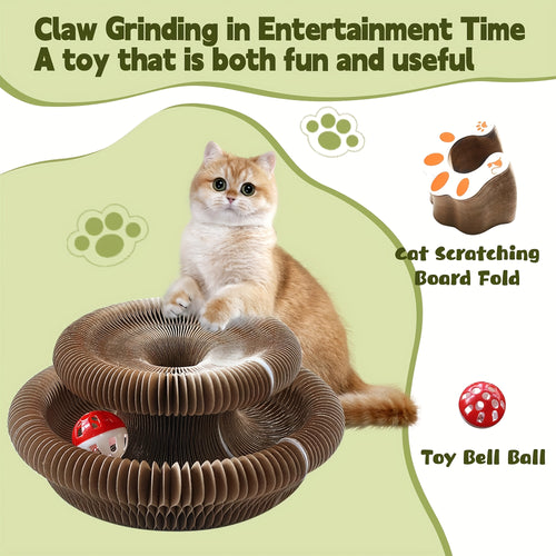1/2-Pack Expandable Cat Scratcher with Ball Track - Brown, Scratching post*1 + bell*3