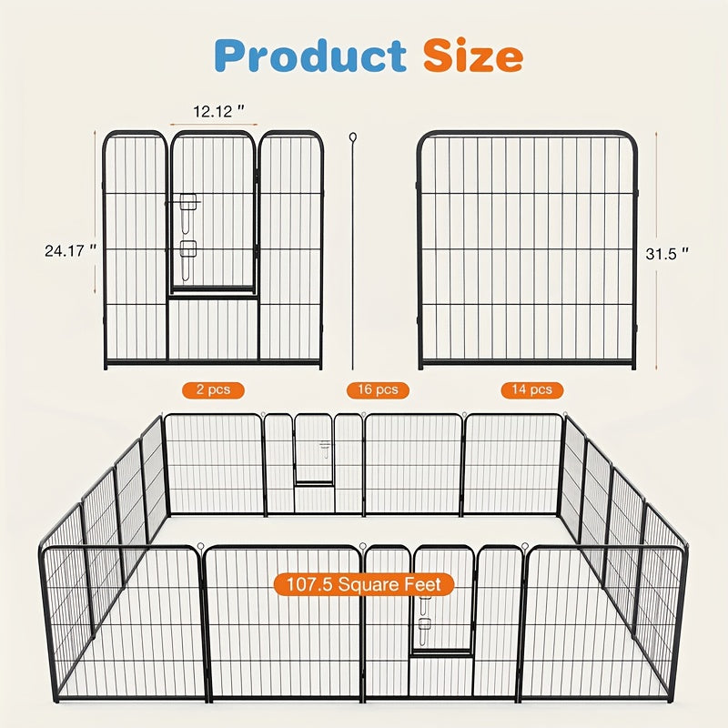 8/16-Panel Indoor & Outdoor Pet Playpen - 8pcs-40