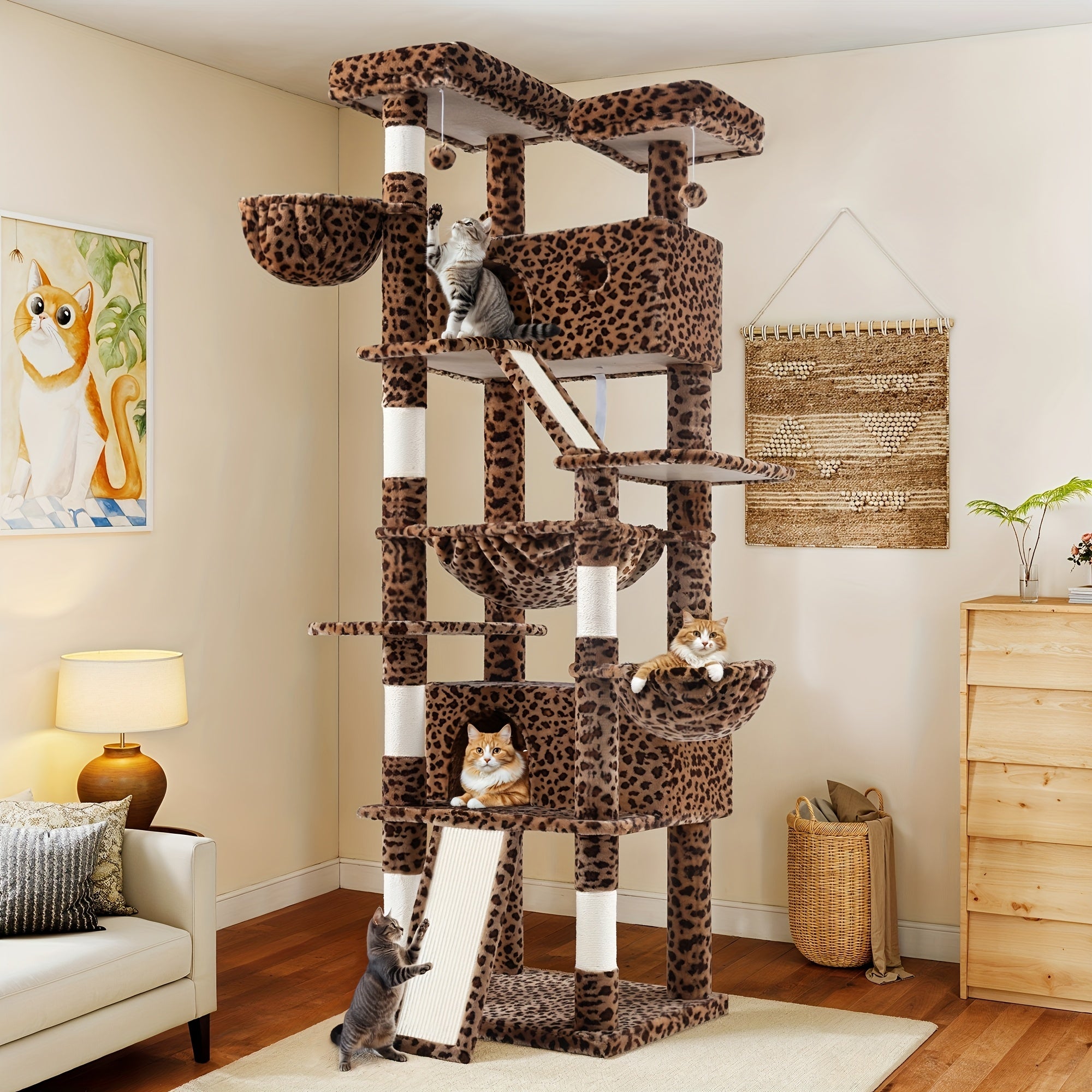 36-81 in Multi-Level Cat Tree Tower - Dark Gray, 24''L X 20''W X 81''H