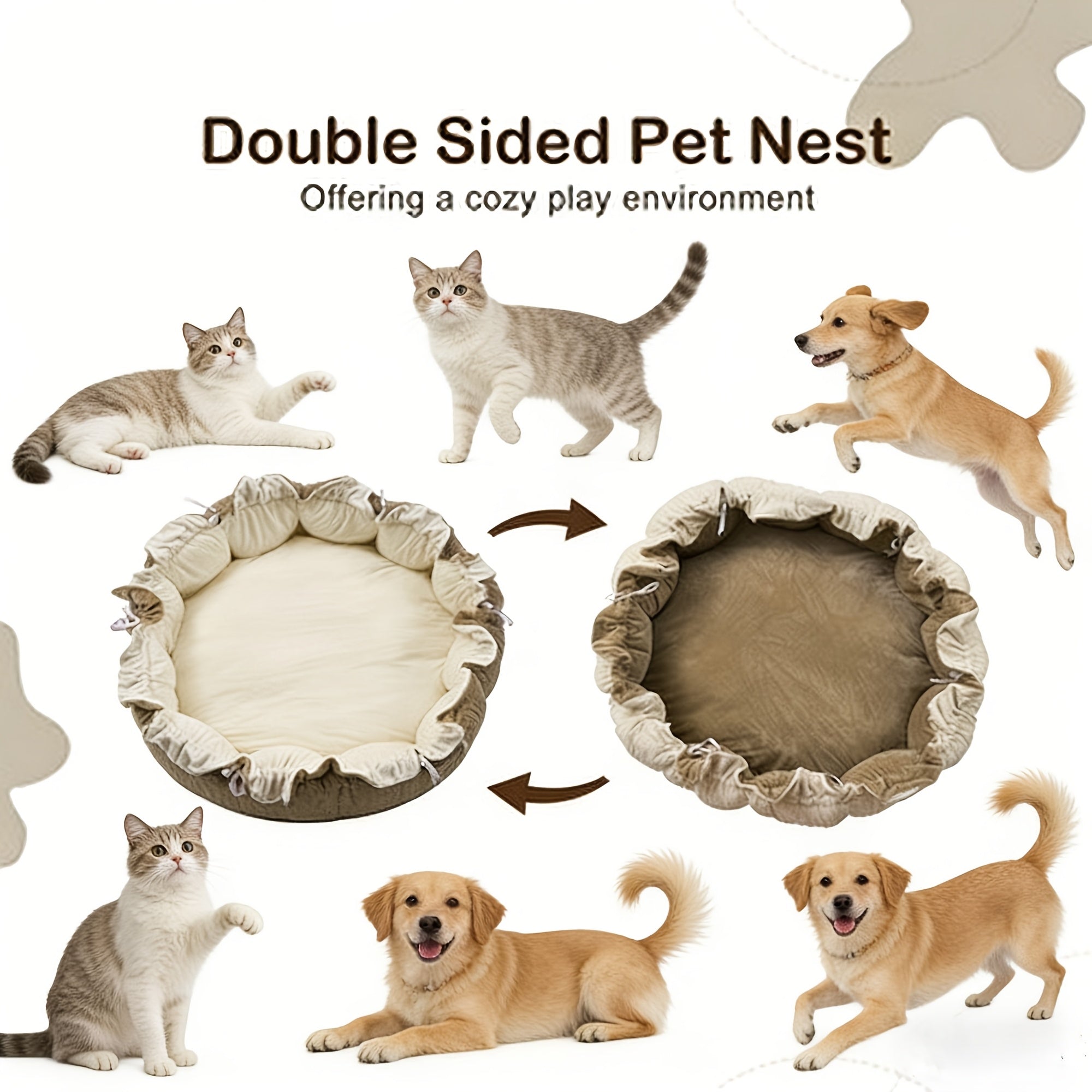 5-in-1 Reversible Plush Pet Bed - pink