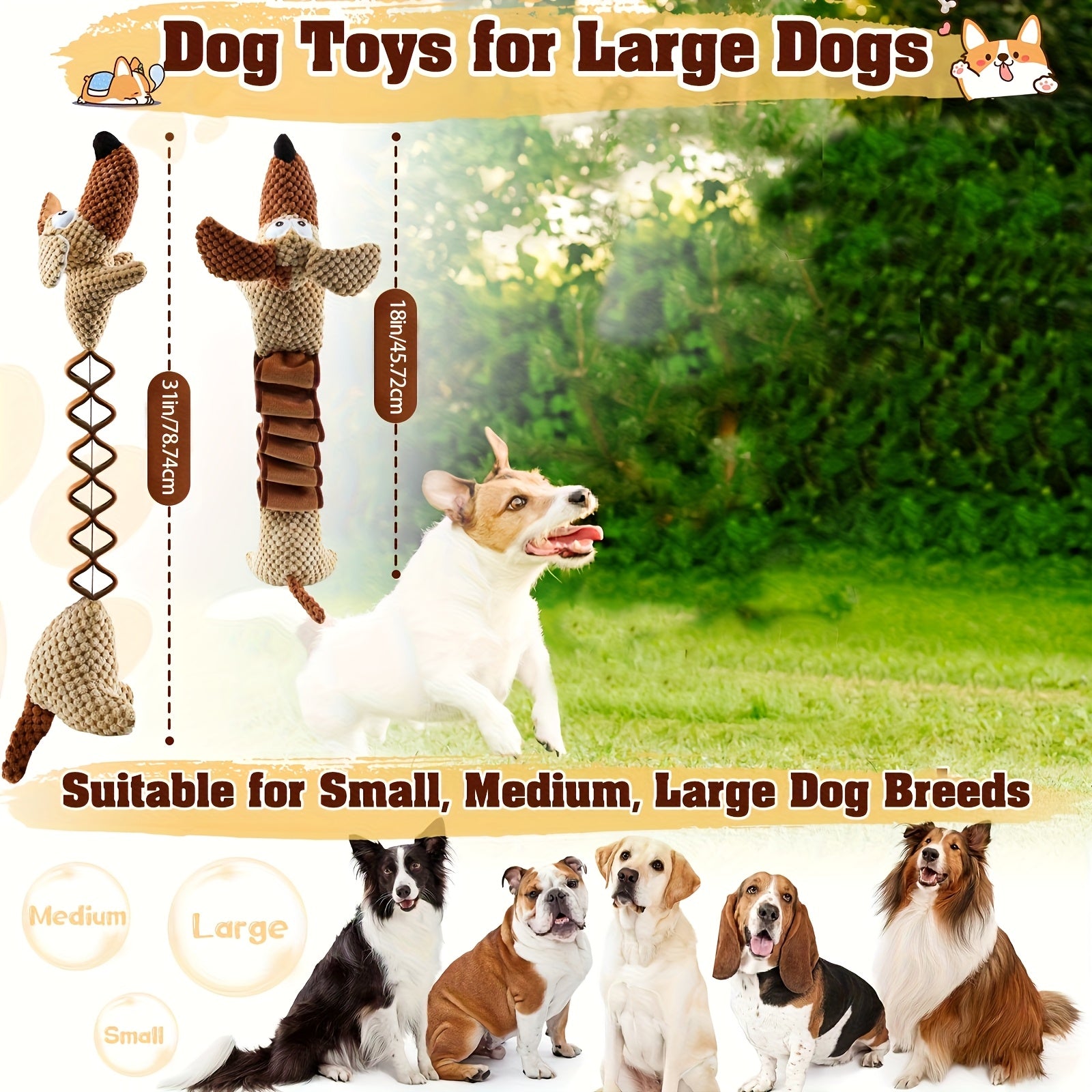Crinkle-Filled Squeaky Dog Tug Toy