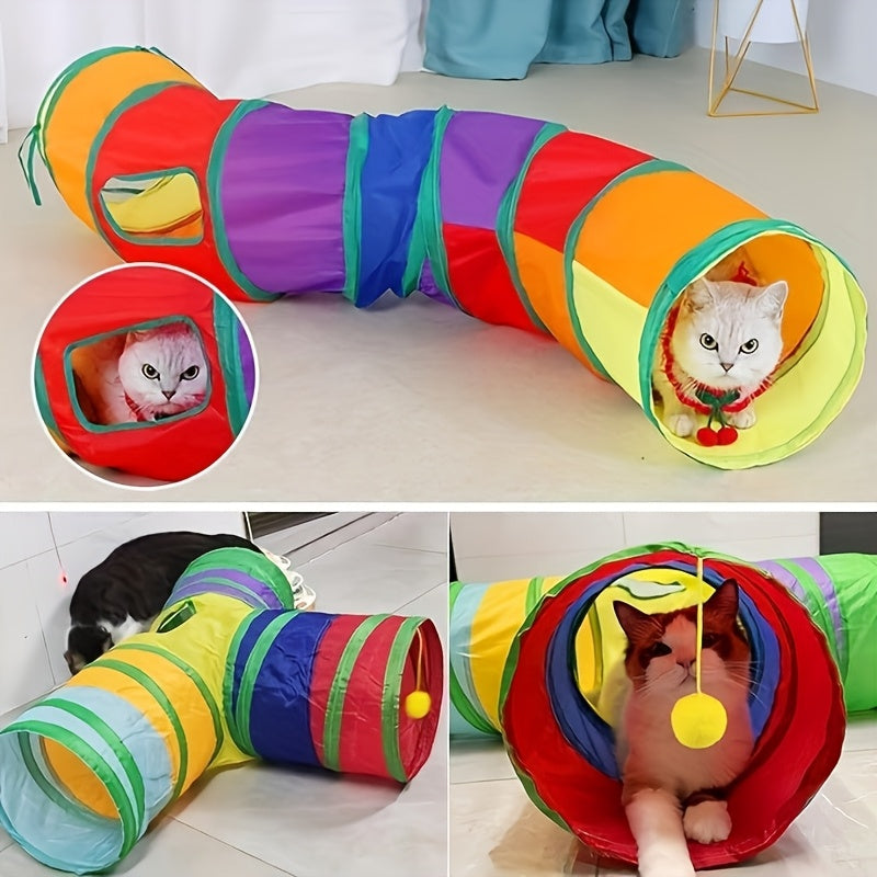 3-Way Foldable Cat Tunnel with Peek Holes - 2pack S-Shaped & 3Way Tubes