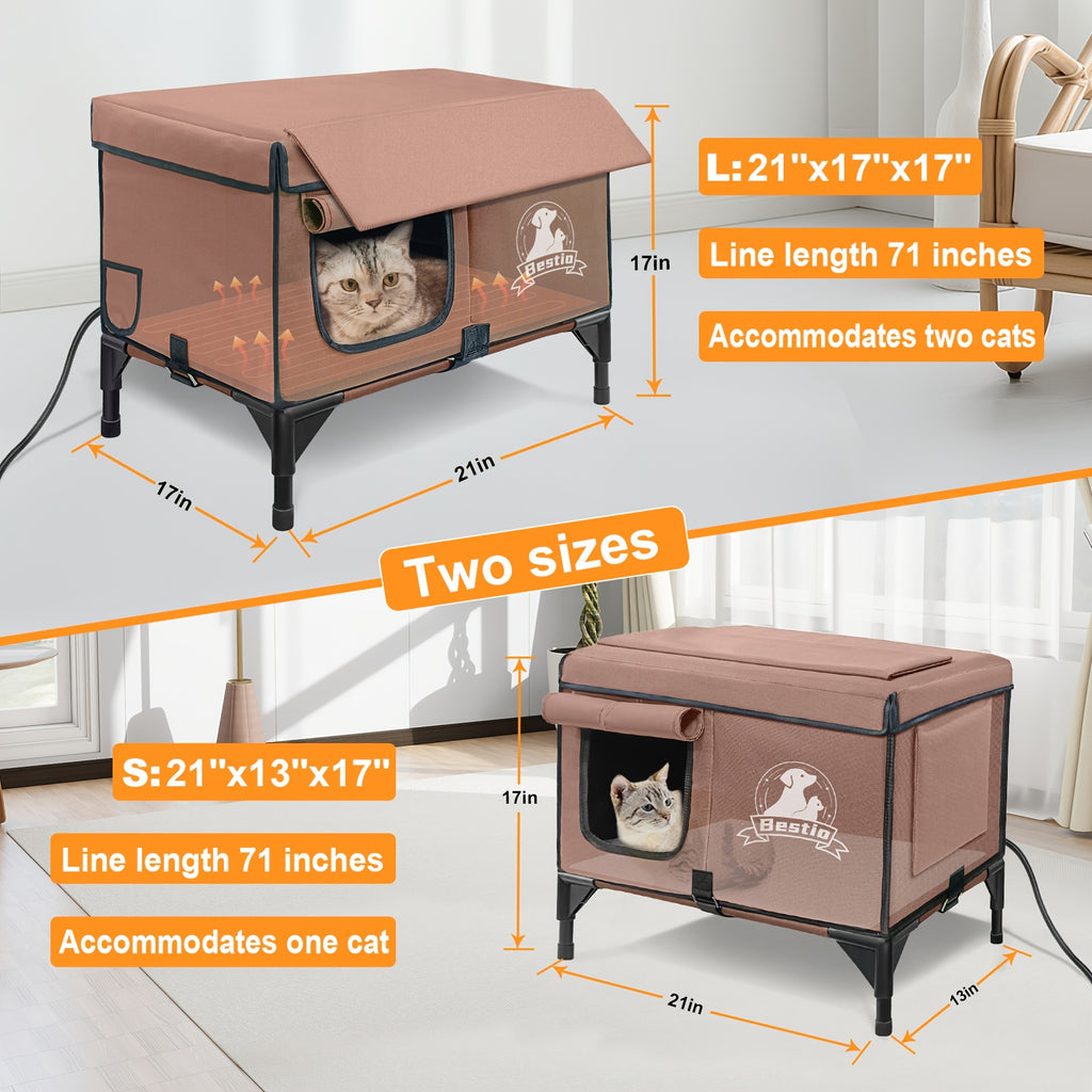 3-in-1 Elevated Cat House and Bed - Large (22 × 17 in)