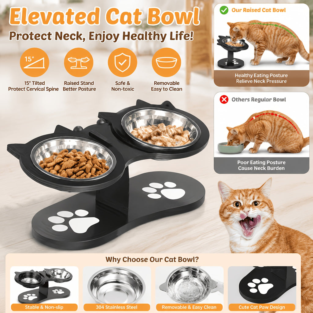 15° Tilted Elevated Pet Bowl Stand