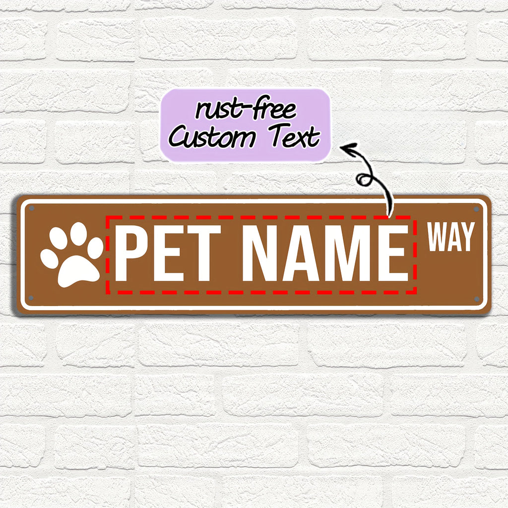 16 x 4 in Personalized Pet Name Street Sign - Brown-1, Vintage Style