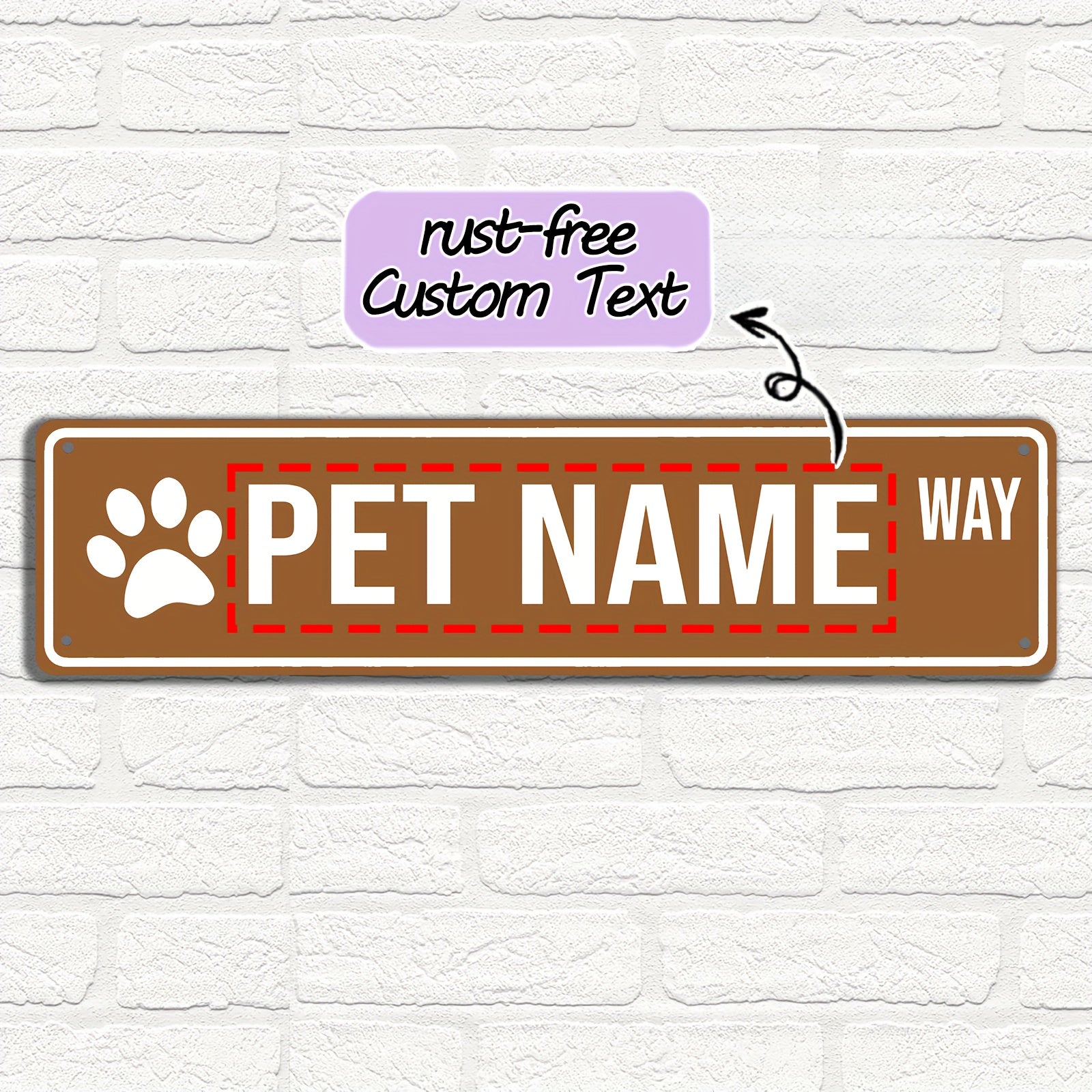 16 x 4 in Personalized Pet Name Street Sign - Brown-1, Vintage Style