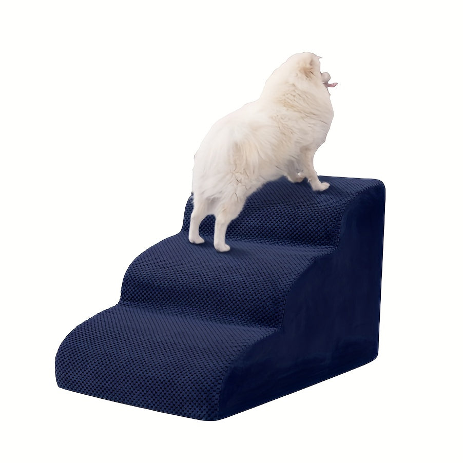 Extra-Wide Non-Slip Foam Dog Stairs - navy, 3 Steps