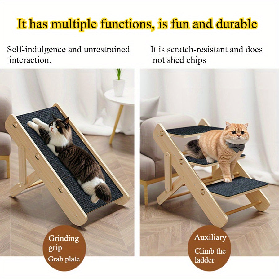 Foldable Adjustable Pet Ramp and Steps - wood