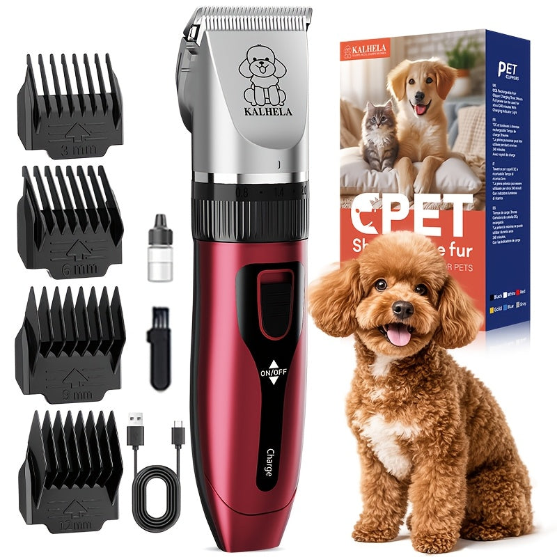Rechargeable Low-Noise Pet Grooming Clippers - Red Standard