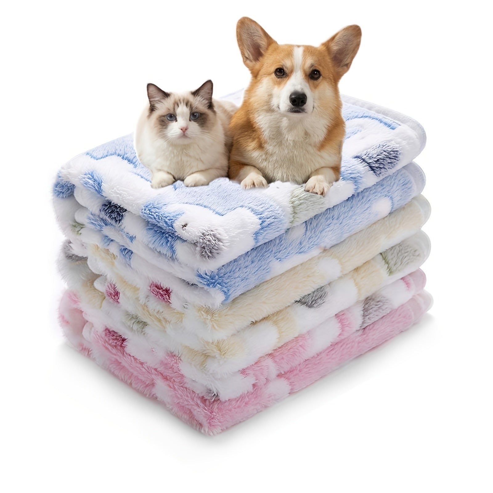 3-Pack Fleece Pet Blankets with Drying Towel - Dot (Blue/Purple/Grey), 30x20 inches (Pack of 3)