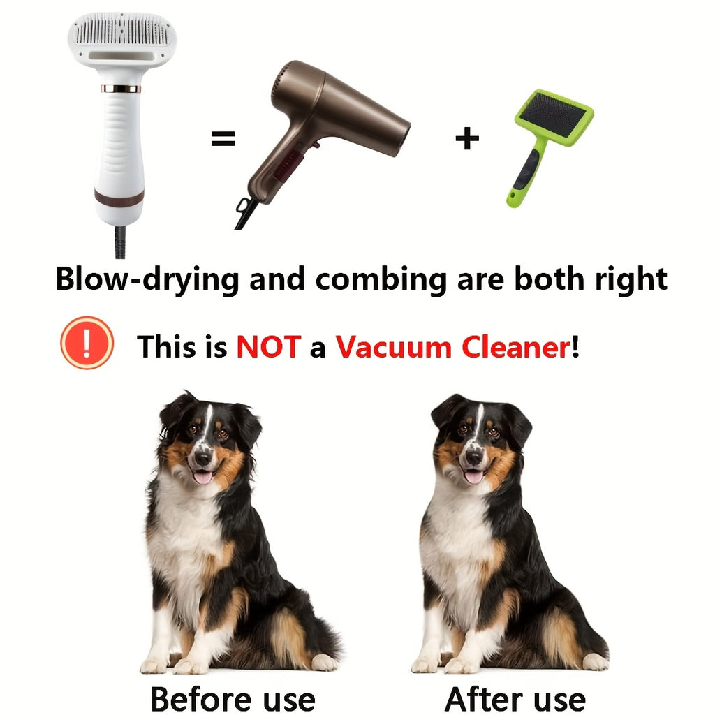 2-in-1 Low-Noise Pet Hair Dryer Brush