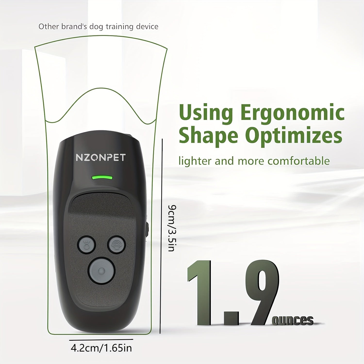Rechargeable Ultrasonic Dog Bark Training Device - Mineral Green, One-size