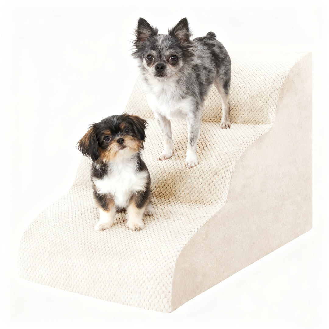 Extra-Wide Non-Slip Foam Dog Stairs - pink, 3 Steps